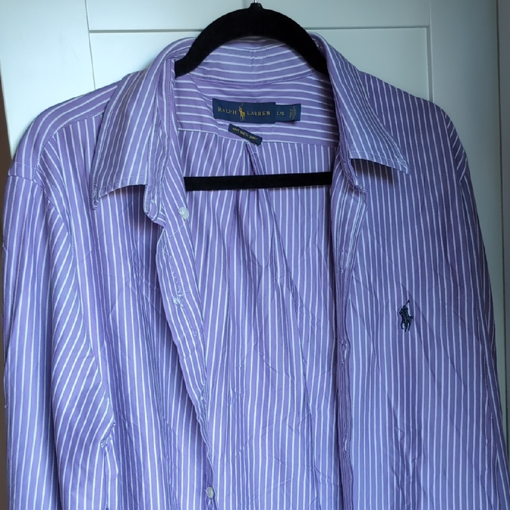 Ralph Lauren Men's Purple Striped Button-Down Shirt